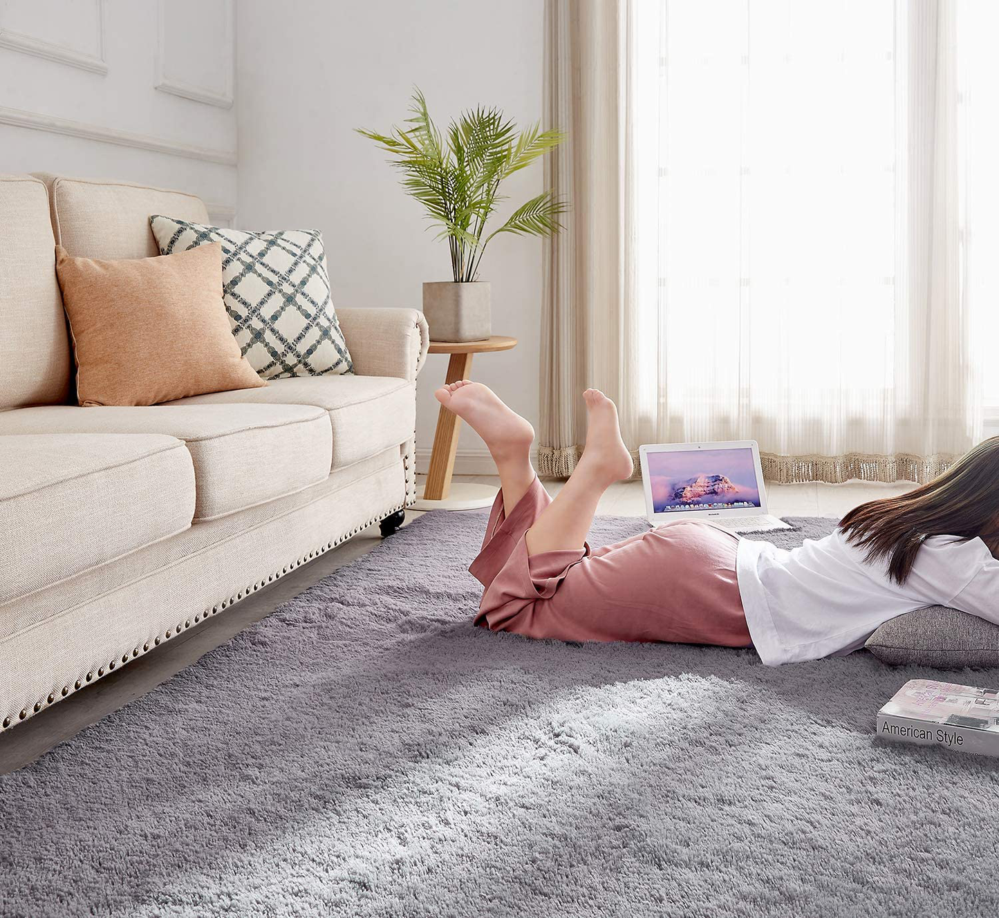 Skørter | PAGISOFE Ultra Soft Fluffy Shag Area Rugs for Bedroom, Fluffy Silver Rugs for Children's Room, Girls' Room, Baby Room, Kids' Room Decor, Floor Fuzzy Rugs for Living Room, 4x5.3 Feet, Light Gray Rug