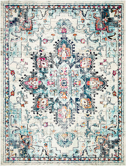 Skørter | Safavieh Madison Collection MAD473A Boho Chic Medallion Distressed Non-Shedding Stain Resistant Living Room Bedroom Accent Rug, 2'2" x 4', Fuchsia / Blue