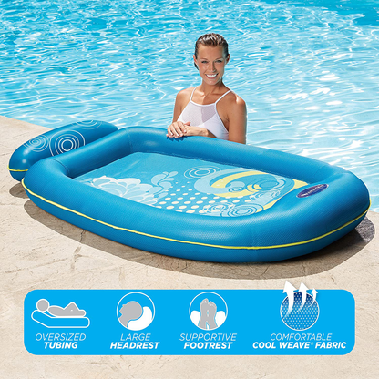 Skorter | Aqua Comfort Luxury Water Lounge, X-Large, Inflatable Pool Float with Headrest & Footrest, Bubble Waves (AQL11310WA)
