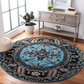 Skørter | SAFAVIEH Vintage Hamadan Collection VTH211M Traditional oriental living room dining room bedroom entrance rug 3' x 3' round light blue/black