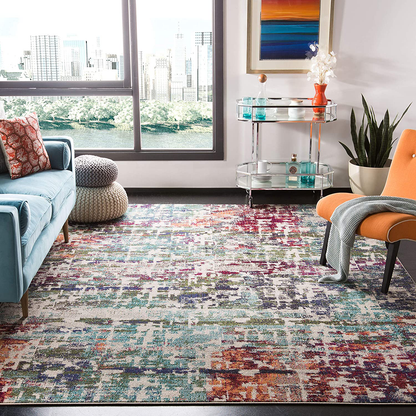 Skørter | Safavieh Madison Collection MAD469A Modern Abstract Non-Shedding Living Room Bedroom Dining Room Home Office Area Rug, 5'3" x 7'6", Blue / Green
