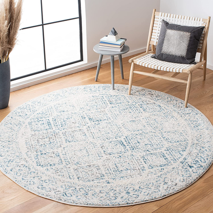 Skørter | Safavieh Tulum Collection TUL264B Moroccan Boho Distressed Non-Shedding Stains Resistant Living Room Bedroom Area Rug, 3' x 3' Round, Ivory / Turquoise
