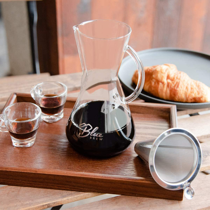 Skorter | Blue Brew BB1011 Pour Over Brewer - Coffee Machine Jug with Permanent Filter - 15oz