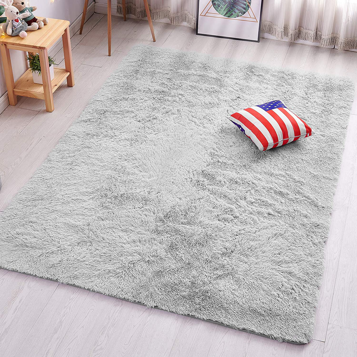 Skørter | PAGISOFE Ultra Soft Fluffy Shag Area Rugs for Bedroom, Fluffy Silver Rugs for Children's Room, Girls' Room, Baby Room, Kids' Room Decor, Floor Fuzzy Rugs for Living Room, 4x5.3 Feet, Light Gray Rug