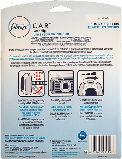 Skorter | Febreze Car Air Freshener, Set of 5 Clips, Linen & Sky up to 150 Days (Packaging May Vary)