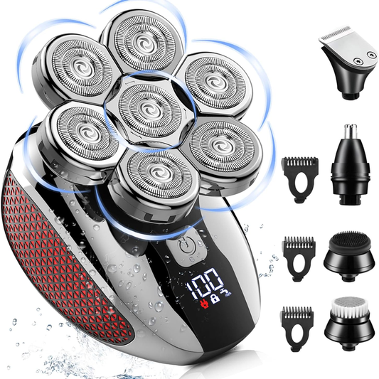 Skorter | 5 in 1 Electric Razor 7D Rechargeable Head Shaver Grooming Kit with LED Display