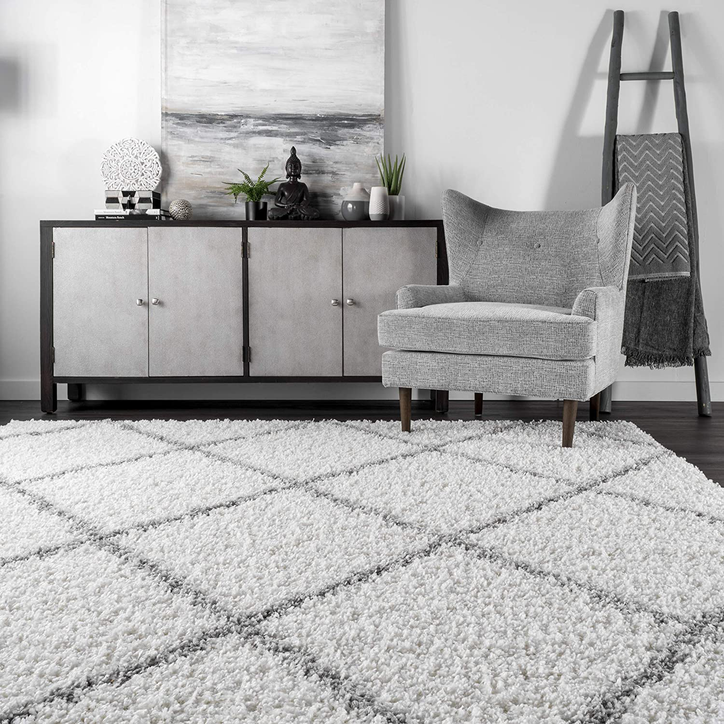 Skørter | nuLOOM Tess Cozy Soft & Plush Modern Area Rug, 4' Square, White