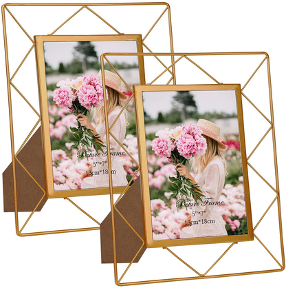Skorter | 8x10 Picture Frame Set of 2, Metal Frames Suitable for 8 by 10 Inch Photos Table or Wall Mount Display