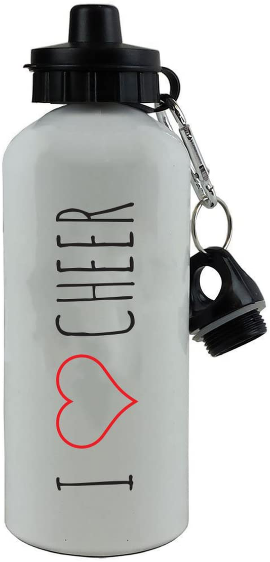 Skorter | CustomGiftsNow I Love Cheer Aluminum white finish 20 ounce 600ML Sport Cheerleader water bottle