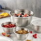 Skørter | Premium Stainless Steel Mixing Bowls with Tight Lids (Set of 5) Stackable Bowls for Space-Saving Storage, Easy Grip & Stability Design Mixing Bowl Set Versatile for Cooking, Baking, & Food Storage
