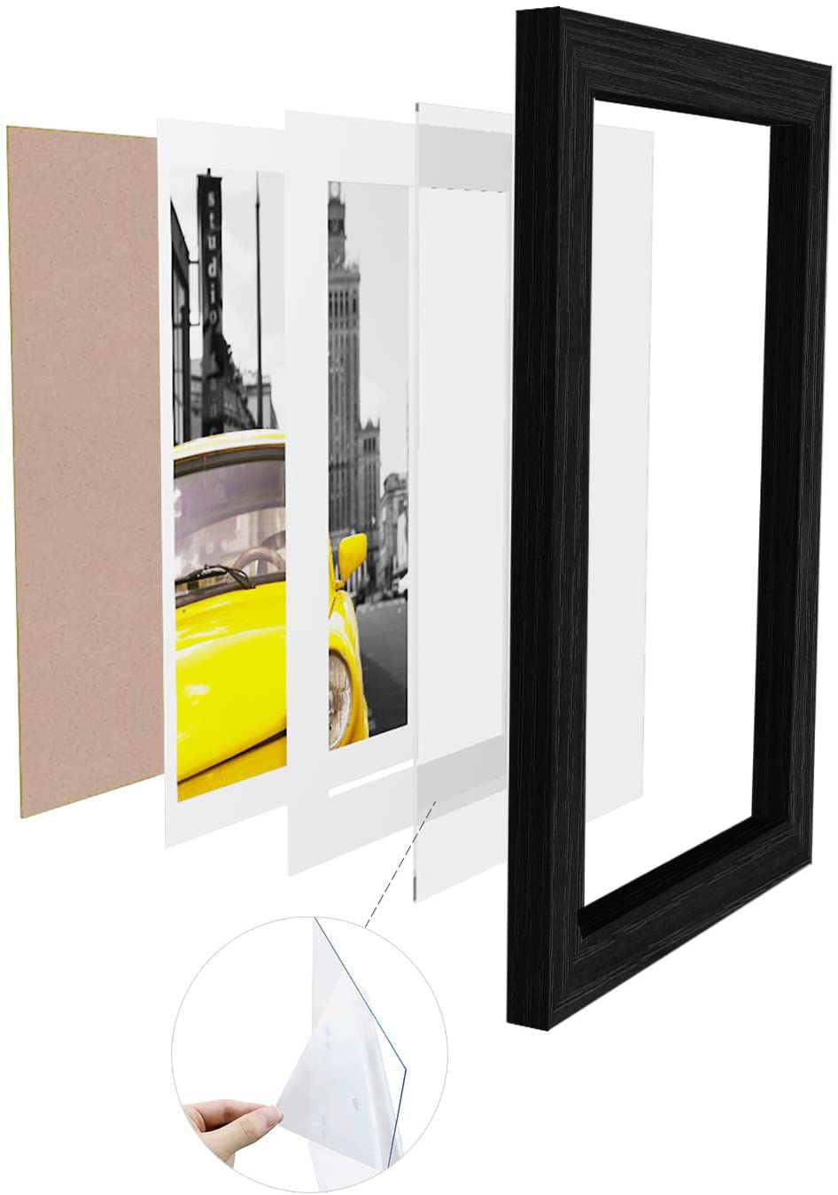Skørter | Emeyart 12x16 Picture frame to display 11x14 Documents with Master Black genuine wood photo frame Wall art decorative for living room and office wall decor