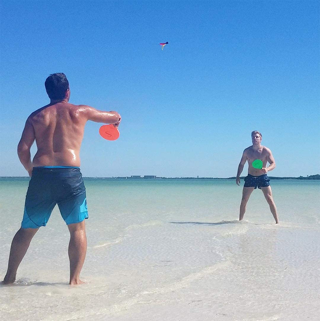 Skørter | Funsparks Paddle Ball Game Jazzminton Beach for Family and Friends – 2 Paddles, 2 Birdies, 1 Ball and Carry Bag – Wind Birdie Included for Windy Days – Racket Game for All Ages