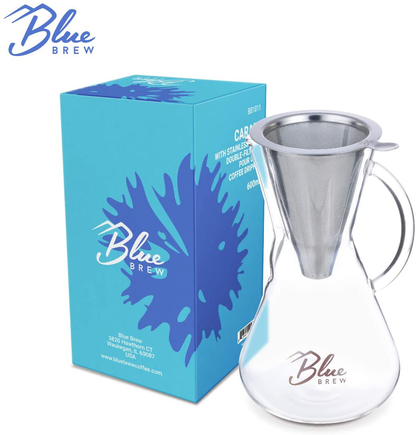 Skorter | Blue Brew BB1011 Pour Over Brewer - Coffee Machine Jug with Permanent Filter - 15oz
