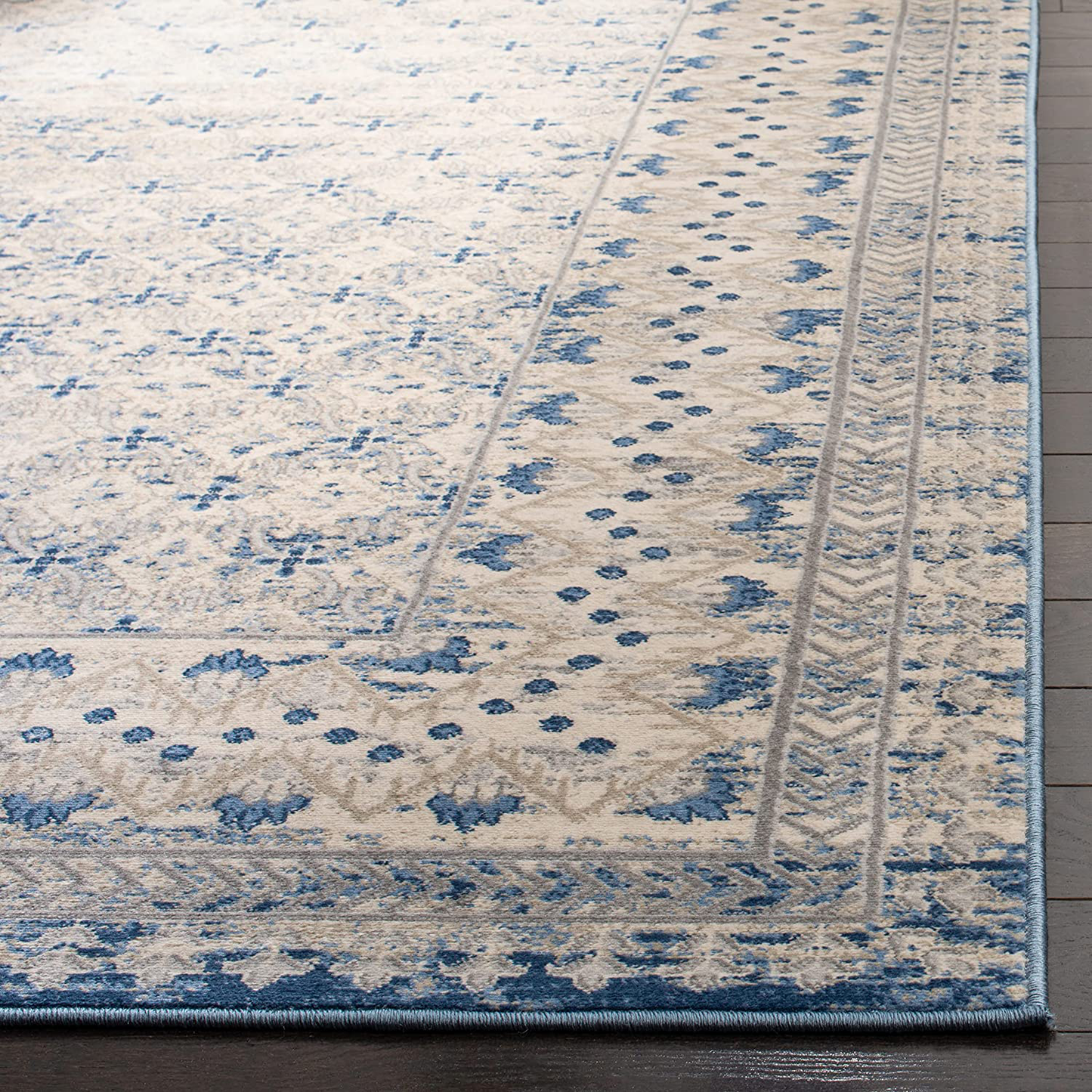 Skørter | Safavieh Brentwood Collection BNT899C Traditional oriental distressed non-shedding stain-resistant living room bedroom area rug, 3' x 5', Ivory / Light grey