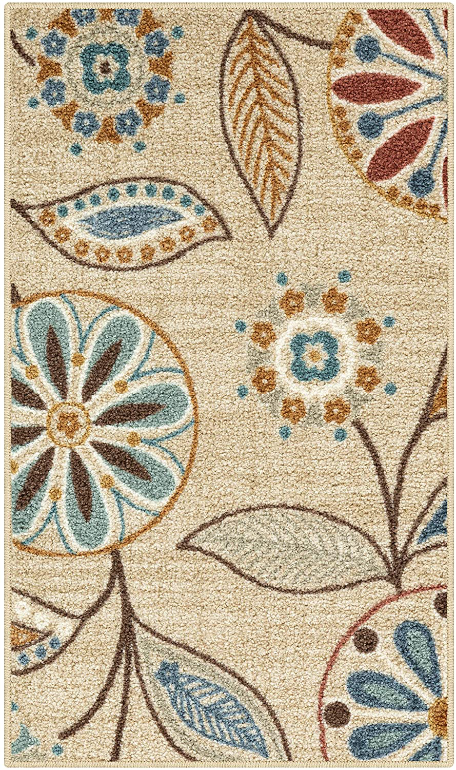 Skørter | Maples Rugs Reggie Floral Kitchen Mats Iconic Washable Living Room Rug [Made in USA], Beige, 1'8 x 2'10
