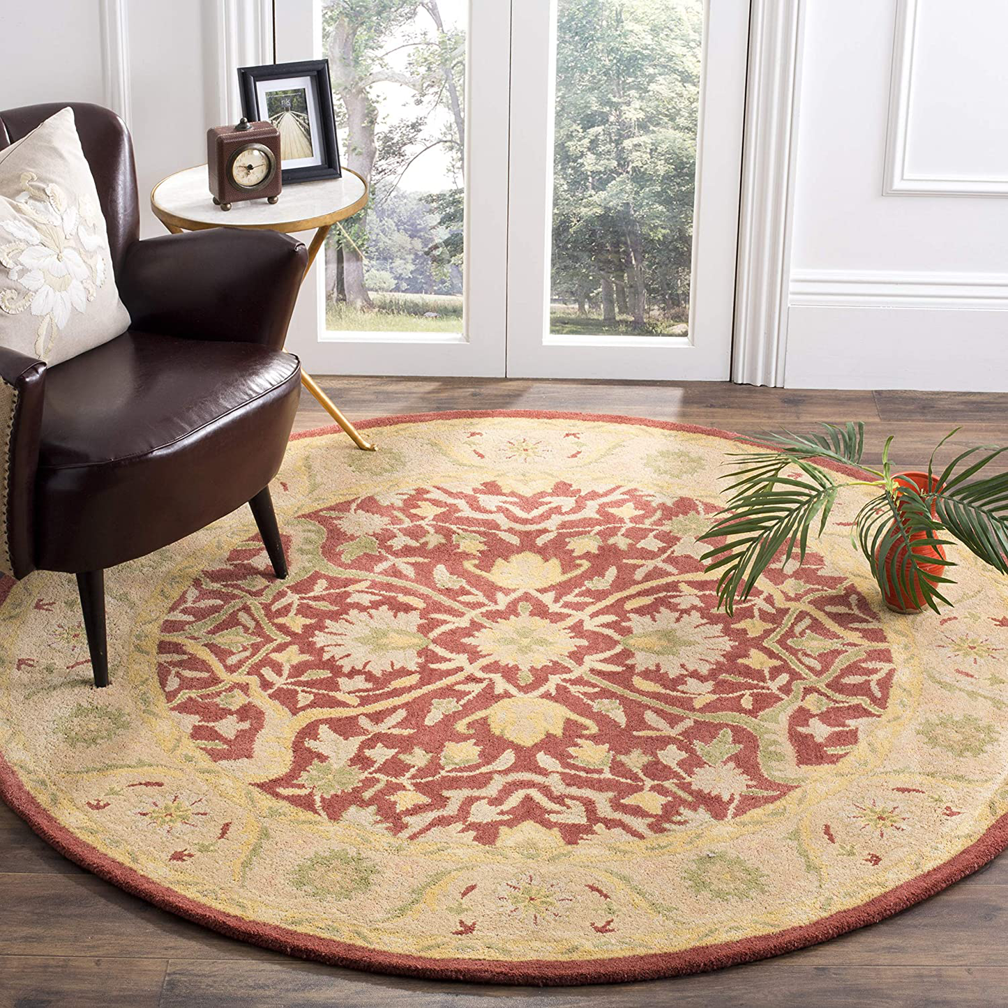 Skørter | Safavieh Antiquity Collection AT14C Handmade Traditional Oriental Premium Wool Carpet, 3'6" x 3'6" Round, Rust