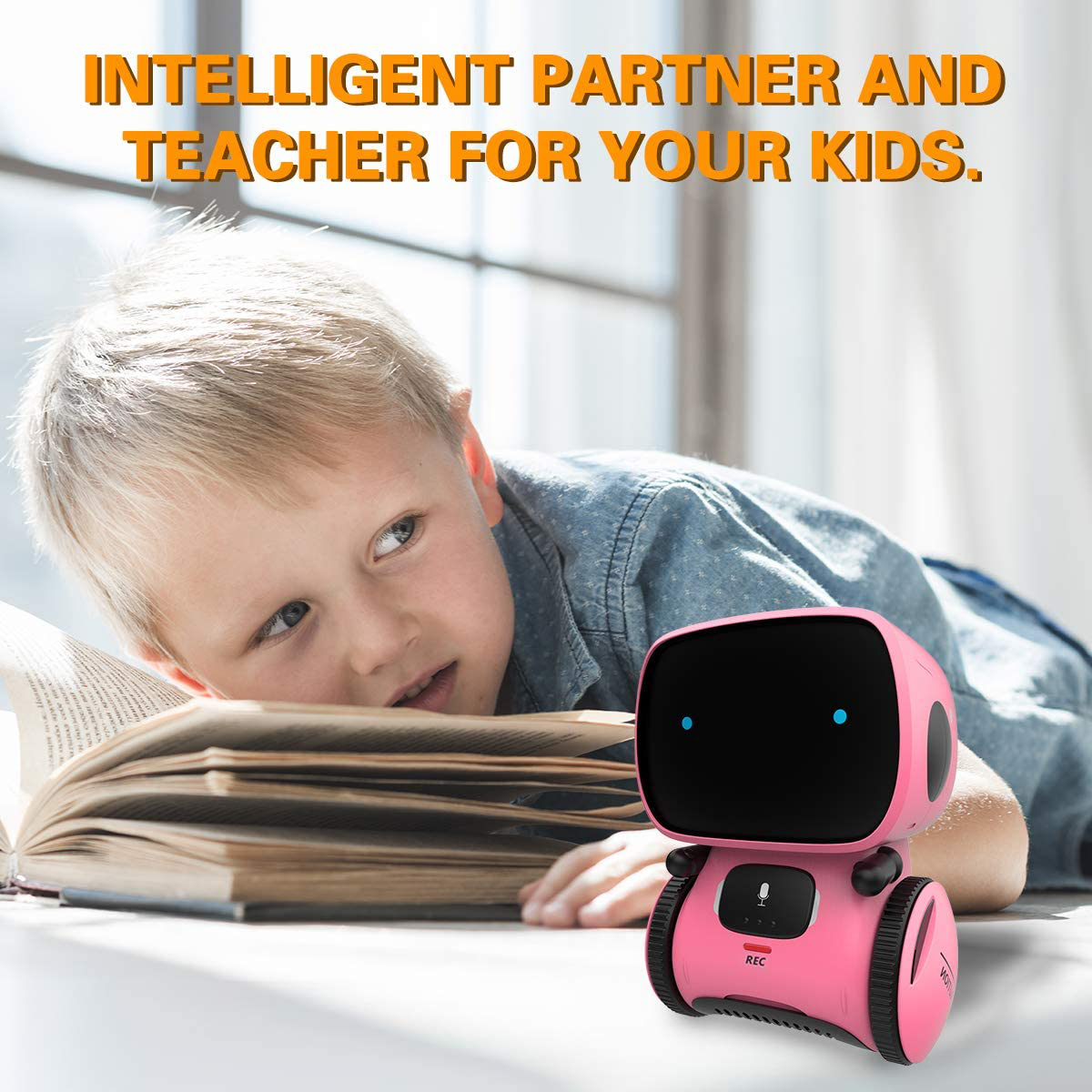 Skørter | 98K Kids Robot Toy, Smart Talking Robots Intelligent Partner and Teacher with Voice Control and Touch Sensor, Singing, Dancing, Repeating, Gift for Boys and Girls from 3 years and up