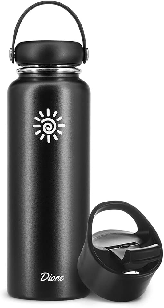 Skorter | Dione Water Bottle 40 oz. Bottle Double Wall Stainless Steel & Vacuum Insulated (Black) Sports Hydro Container for Home, Office, School, Outdoor Camping (Standard Mouth / Leak Proof / BPA Free Cap)
