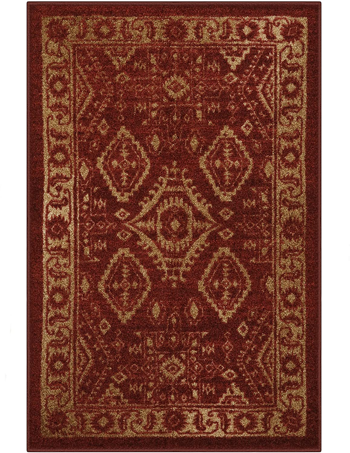 Skørter | Maples Rugs Georgina Traditional Area Rugs for Living Room & Bedroom [Made in USA], 3'4 x 5, Red/Gold