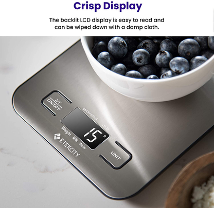 Skorter | Etekcity Nutrition Kitchen Scale, Digital Gram and Ounce for Weight Loss, Baking, Cooking, Keto and Meal Prep, Large, 304 Stainless Steel