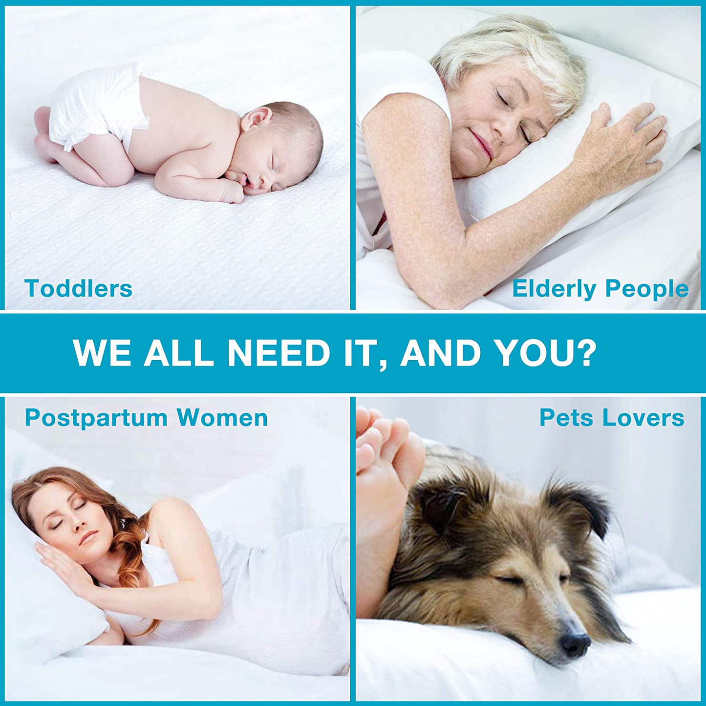 Skorter | Double bed size quilted water-repellent mattress protector, soft mattress protector for double bed, 6-16 inch deep pocket mattress cover, white