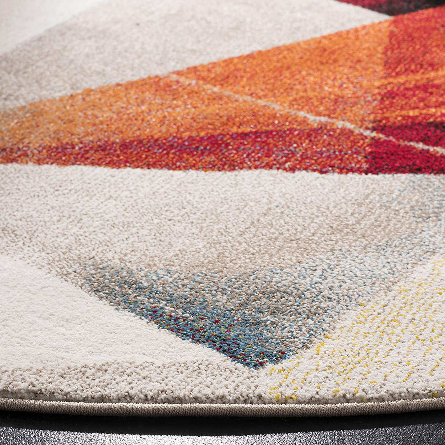 Skørter | Safavieh Porcello Collection PRL6940F Modern Abstract Non-Shedding Stain Resistant Living Room Bedroom Area Rug 4' x 4' Round Light Gray/Orange