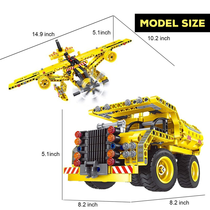 Skørter | 2-in-1 Dumper or Fly - 361 Pieces Creative Block Engineering Building Blocks Set