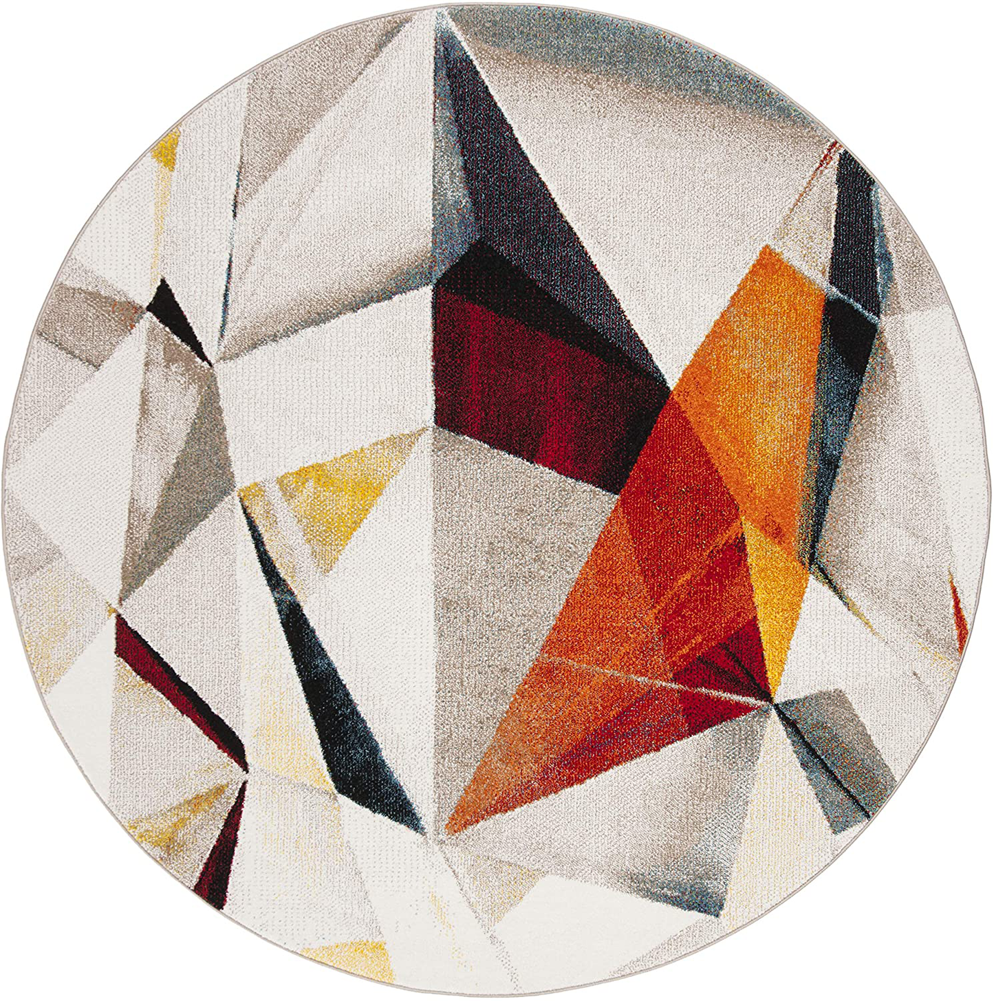 Skørter | Safavieh Porcello Collection PRL6940F Modern Abstract Non-Shedding Stain Resistant Living Room Bedroom Area Rug 4' x 4' Round Light Gray/Orange