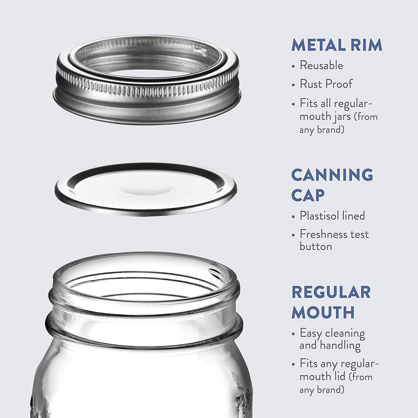 Skorter | Regular Mouth Glass Mason Jars, 16-Ounce Glass Canning Jars With Silver Metal Tight Lids And Bands With Measurement Marks, For Preserving, Storage, Meal Prep, Overnight Oats, Jam, Jelly, (10 Pack)