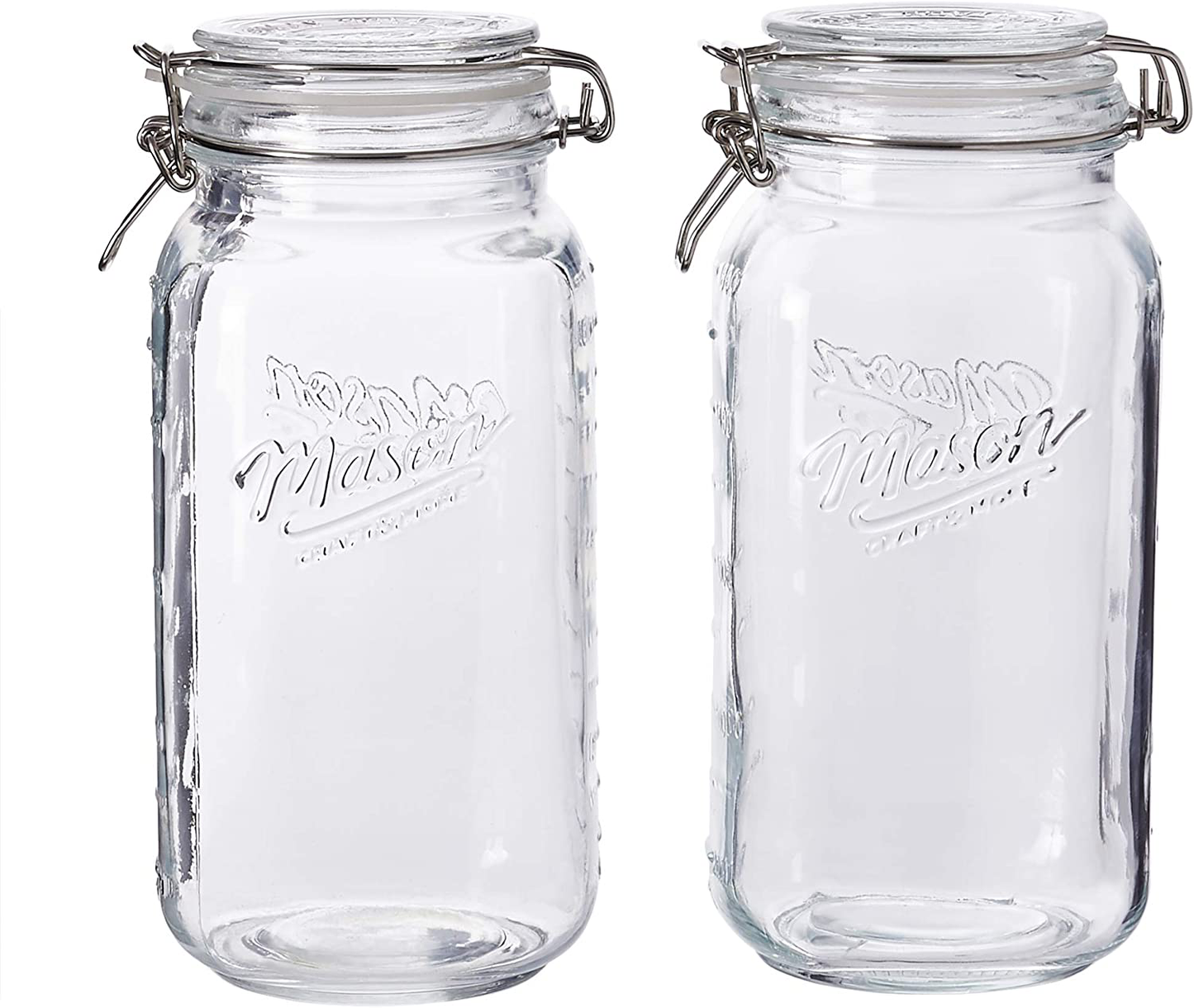 Skorter | Mason Craft & More Airtight Kitchen Food Storage Clear Glass Clamp Glass, 4 Pack of 22 Ounce (0.65 Liter) Mini Clamp Glass