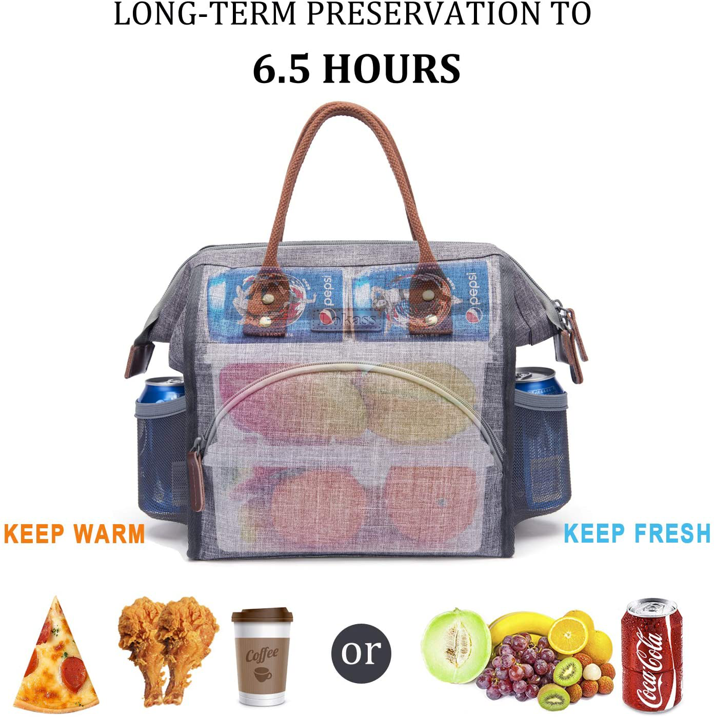 Skørter | LOKASS Leakproof Lunch Box for Women Insulated Lunch Cooler Bag Thermal Lunch Tote with Removable Shoulder Strap for Men Girls Adults Large Picnic Bag for Office Work College Outdoor, Gray