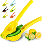 Skørter | Zulay Metal 2-in-1 Lemon Lime Squeezer - Hand Press Lemon Juicer - Maximum Utilization Manual Citrus Juice Press (Light Red and Yellow)