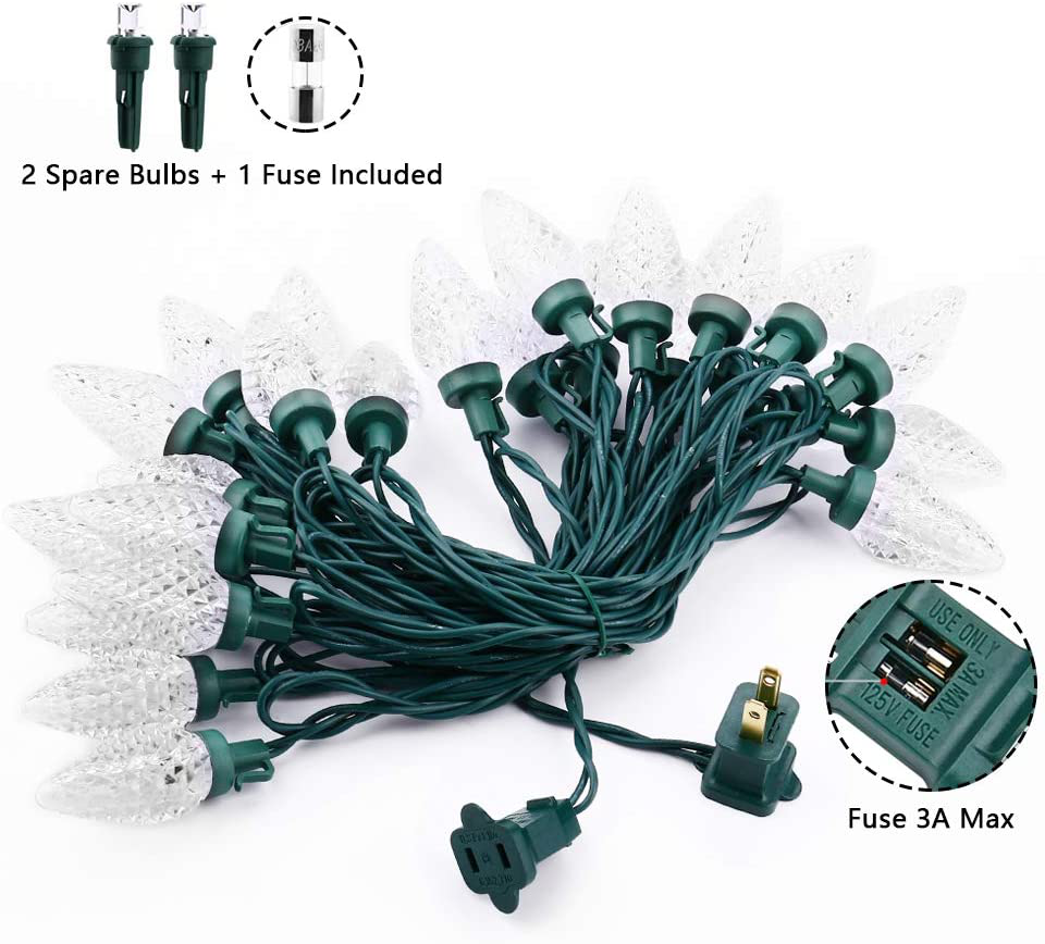 Skørter | Brizled Red Christmas Lights, 16 Feet 25 LED Faceted C9 Christmas Lights, Connectable 120V UL Certified Christmas Tree Lights