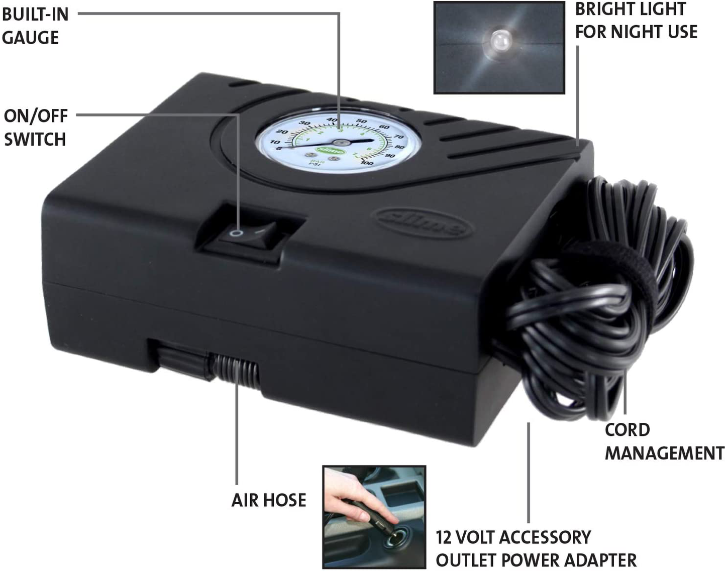 Skorter | Tire pump with 10 foot power cable