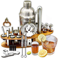 Skørter | 24 Pcs 750ml Cocktail Shaker Set with Stand, Stainless Steel
