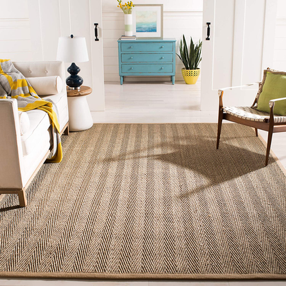 Skørter | Safavieh Natural Fiber Collection NF115J Border Herringbone Seagrass Area Rug, 3' x 5', Ivory