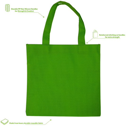 Skorter | 12-pack 10x10 inch flat reusable gift bags with handles, organic tote bags