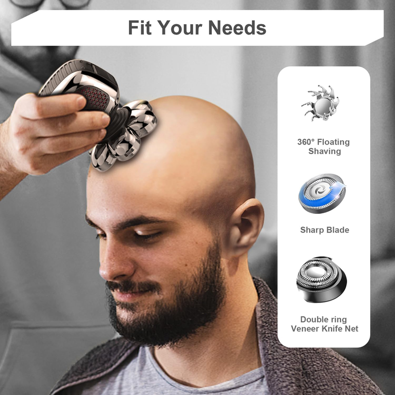 Skorter | 5 in 1 Electric Razor 7D Rechargeable Head Shaver Grooming Kit with LED Display