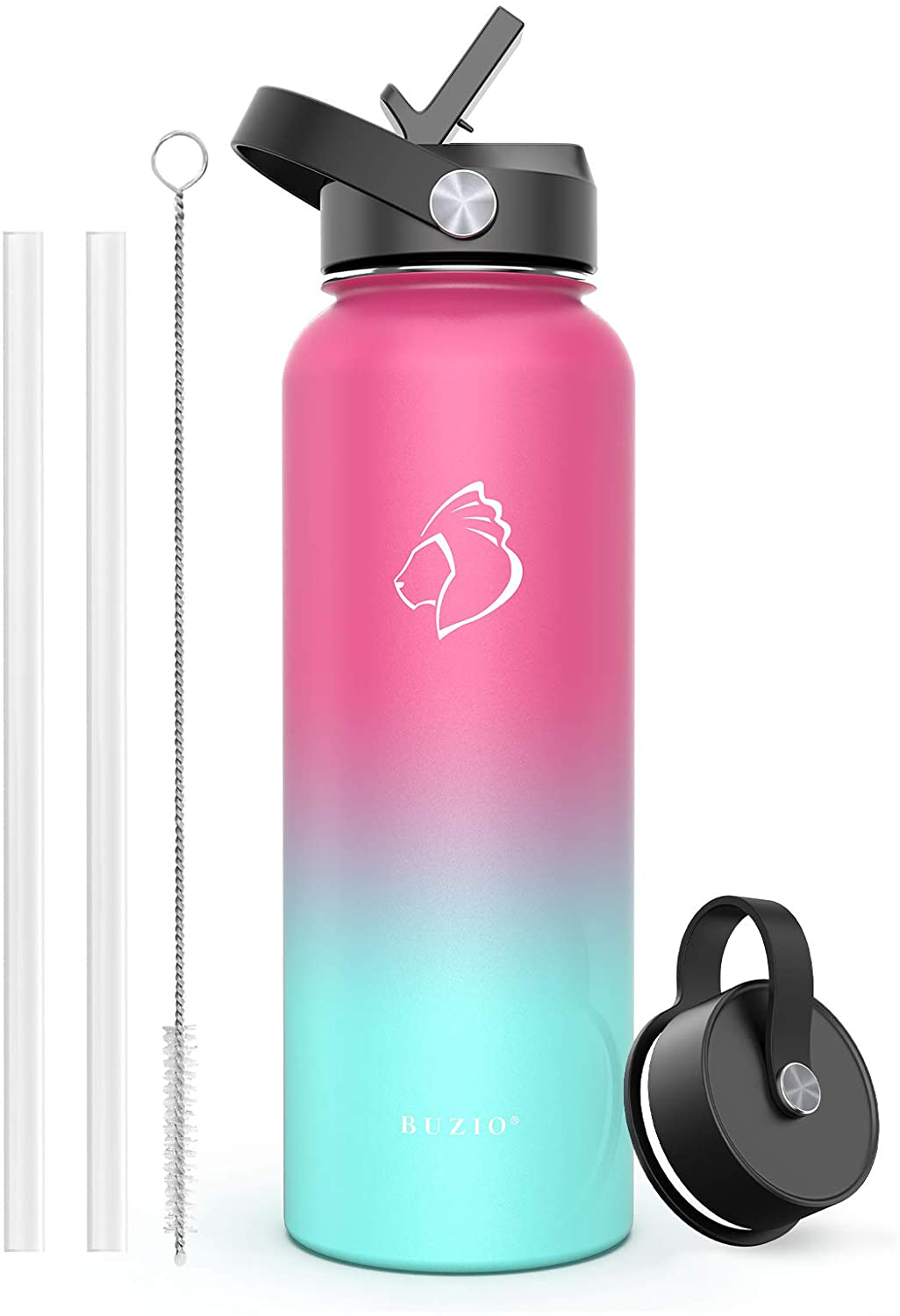 Skorter | BUZIO Insulated Water Bottle with Straw Lid and Flex Cap, 32oz, 40oz, 64oz, 87oz Modern Double Vacuum Stainless Steel Water Bottle, Cold for 48 Hours Hot for 24 Hours Easy Thermos Mug, BPA-Free