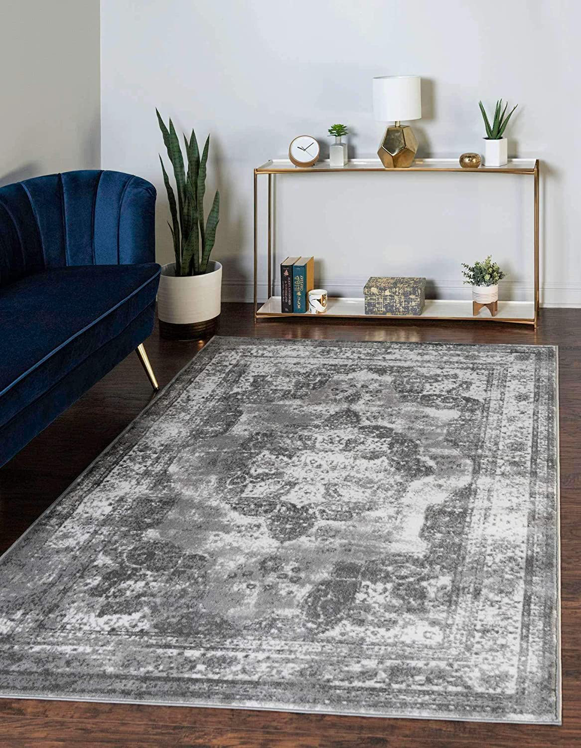 Skørter | Unique Loom Sofia Collection Area Traditional Vintage Rug, French Inspired Perfect for All Home Decor, 2' 0 x 9' 10 Runner, Black/Gray