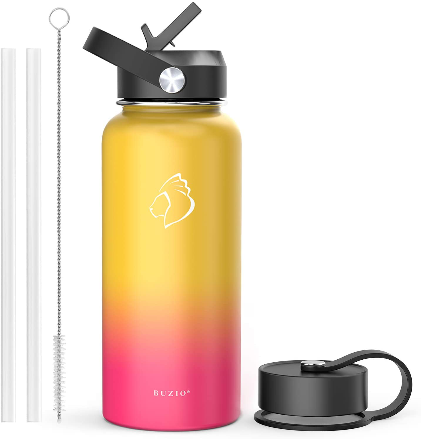 Skorter | BUZIO Insulated Water Bottle with Straw Lid and Flex Cap, 32oz, 40oz, 64oz, 87oz Modern Double Vacuum Stainless Steel Water Bottle, Cold for 48 Hours Hot for 24 Hours Easy Thermos Mug, BPA-Free