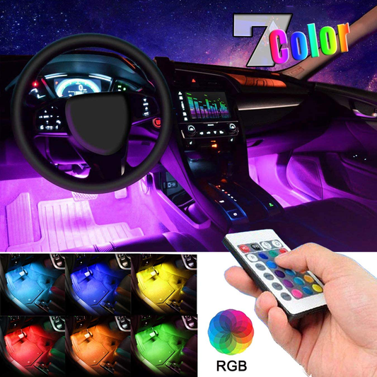 Skorter | EJ's SUPER CAR Car LED Strip Light, 4pcs 36 LED Multicolor Car Interior Light Under Dash Lighting Waterproof Set with Multimode Changing and Wireless Remote Control, Car Charger Included, DC 12V