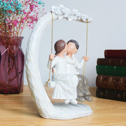 Skørter | Romantic couple figurines in love, 9 inch hand-painted sweet loving together couple sculpture to commemorate beautiful moments - Best gift for Valentine's Day, anniversary, wedding