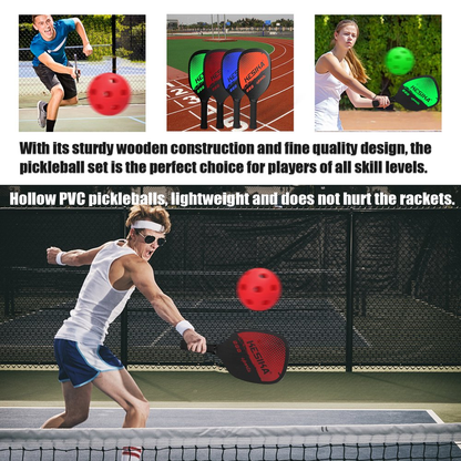 Skorter | 6 Piece Pickleball Paddle Set with 4 Pickleball Balls and Carrying Case