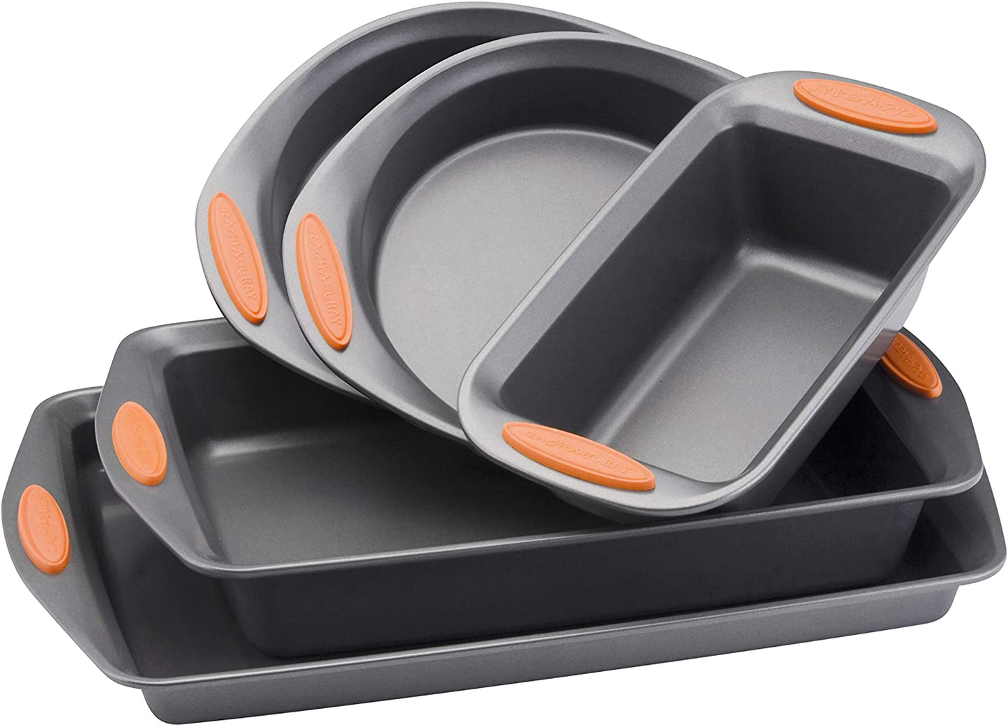 Skørter | Rachael Ray Nonstick Bakeware Set with Grips includes Nonstick Bakeware, Bake Sheet, and Nonstick Loaf Pan - 5 or 10 Pieces