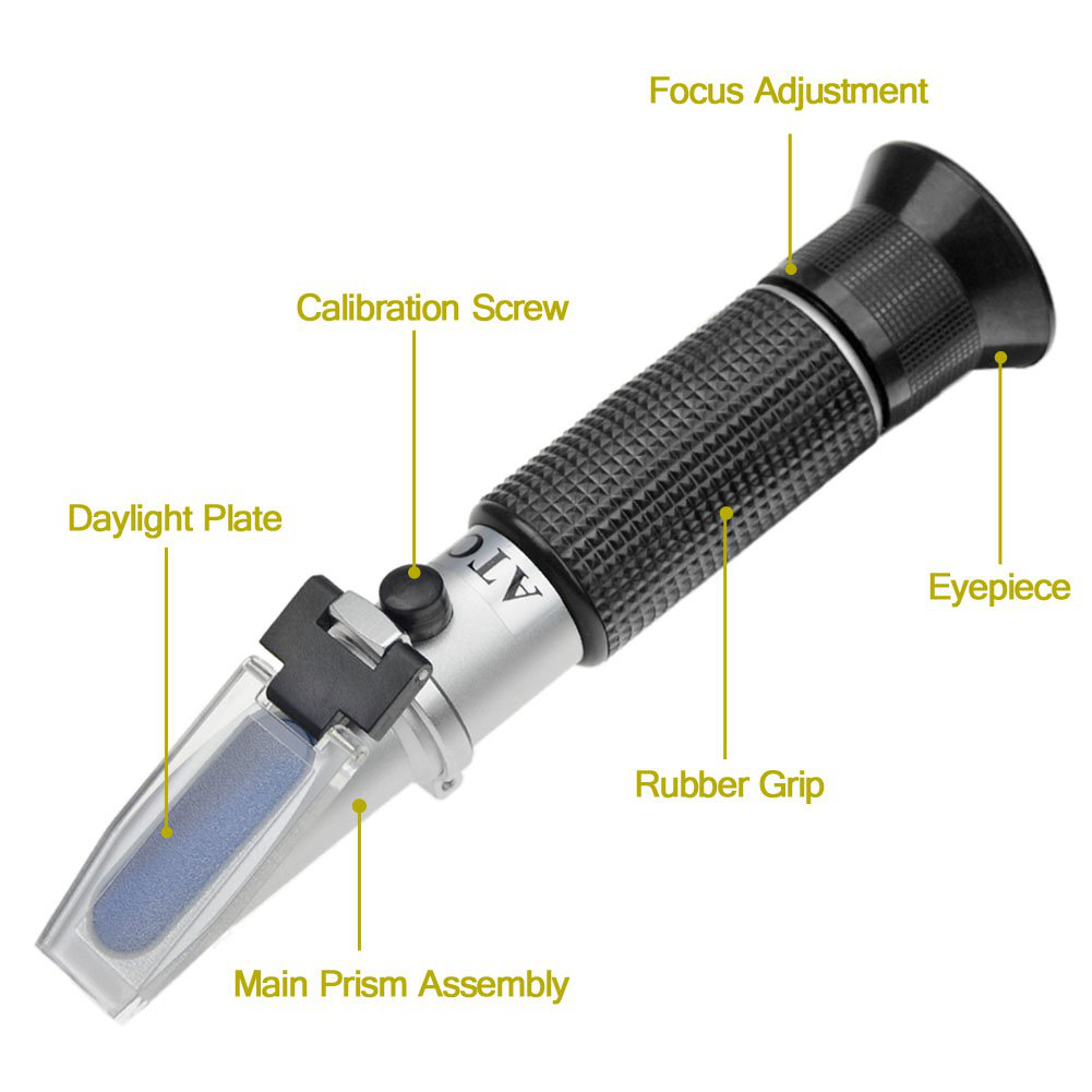 Skorter | aichose Brix Refractometer with ATC, Dual Scale - Specific Gravity & Brix, Hydrometer in Wine Production and Brewing, Homebrewing Kit