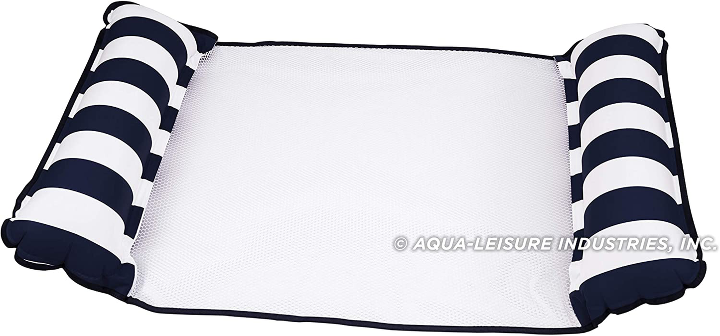 Skorter | Aqua LEISURE 4-in-1 Monterey Hammock Inflatable Bathing Surface, Multi-Purpose Bathing Hammock (Saddle, Lounge Chair, Hammock, Drifter) Bath Chair, Portable Water Hammock, Orange/White Stripe, One Size