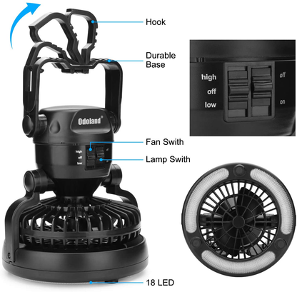Skørter | Odoland Portable LED Camping Lamp with Ceiling Fan - Hurricane Emergency Survival Kit