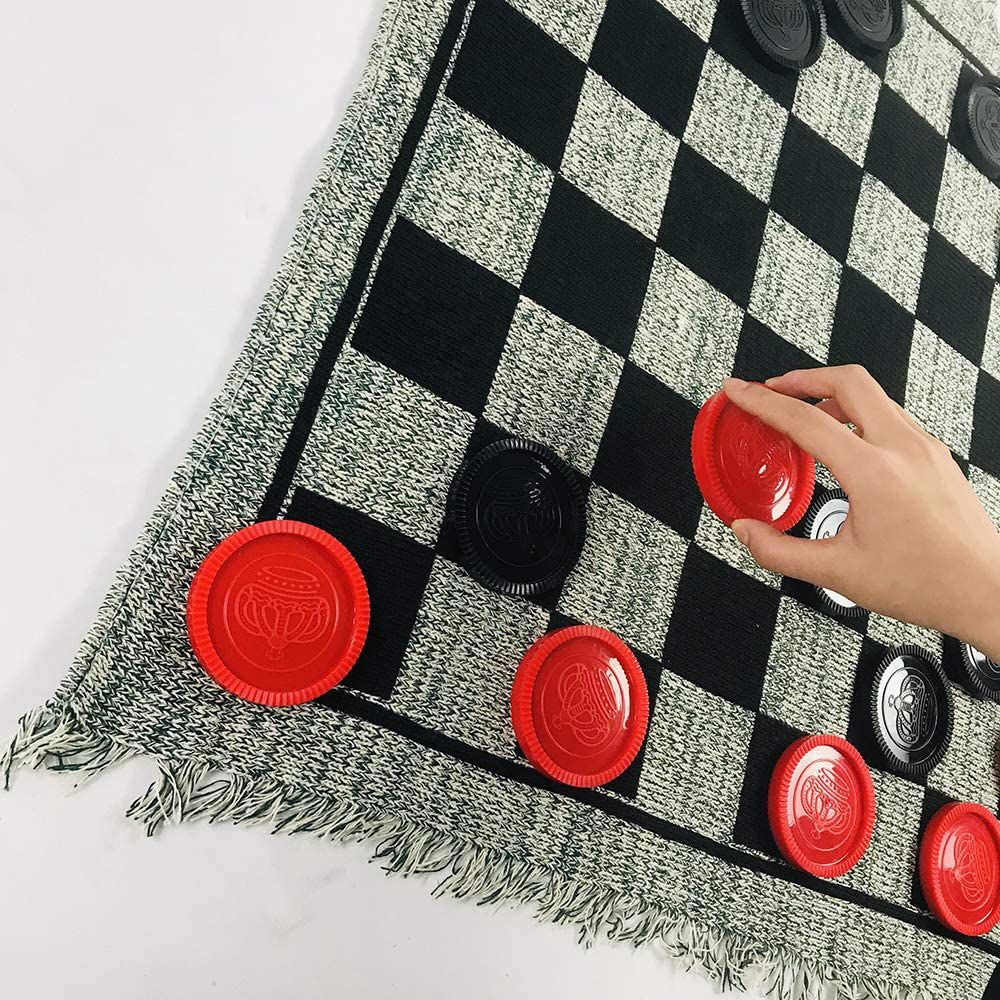 Skørter | Yuanhe 3 in 1 Gigantic Check Set Includes Tic Tac Toe Game with Reversible Mat, Classic Indoor Outdoor Garden Game for Family