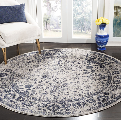 Skørter | Safavieh Adirondack Collection ADR109P Oriental Slight Worn Non-Shedding Dining Room Entry Foyer Living Room Bedroom Area Rug, 6' x 6' Round, Gray / Navy Blue